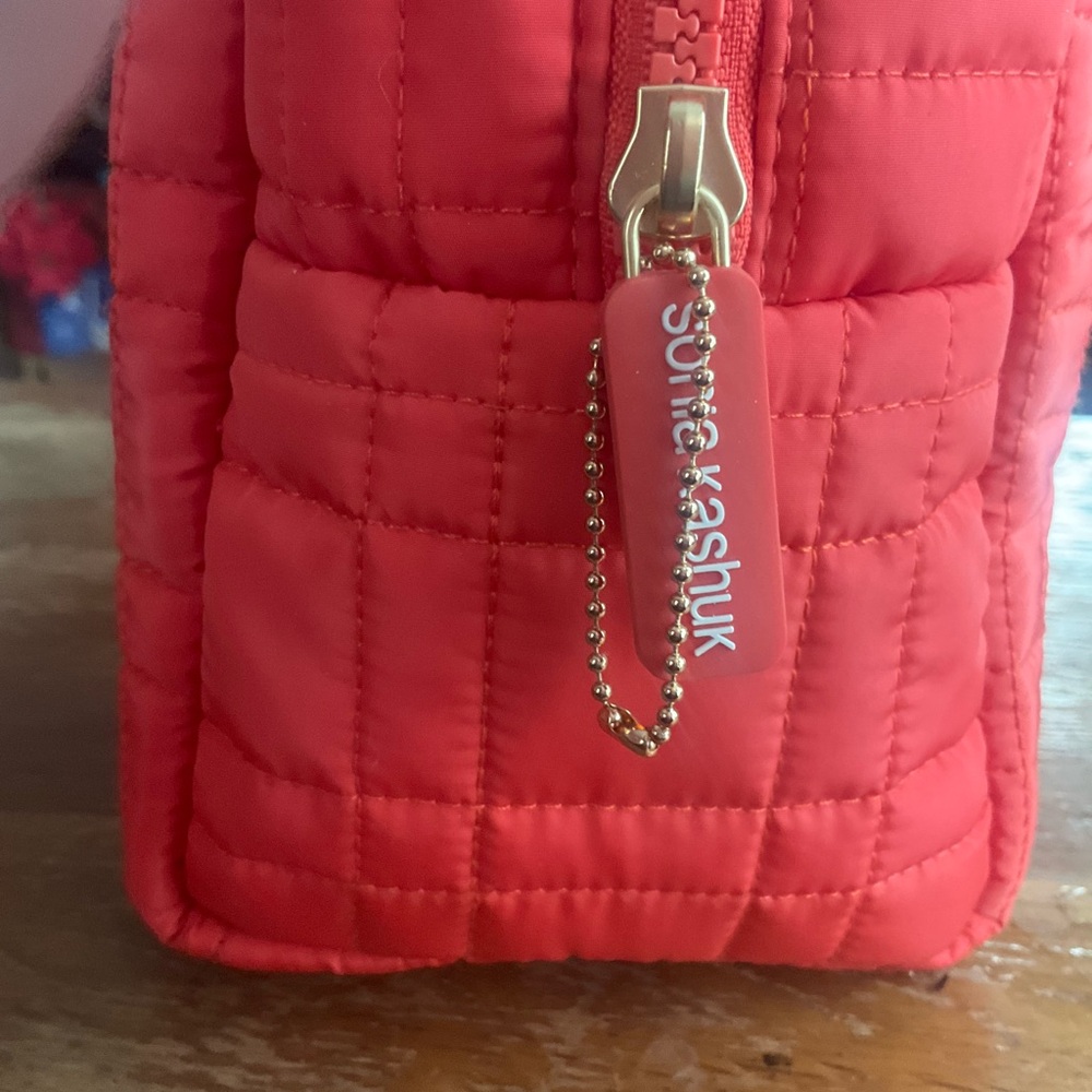 Sonia Kashuk Quilted Coral Cosmetic Bag